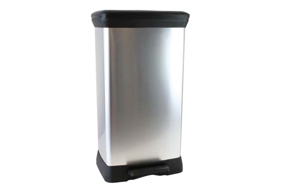 Pedaleimer silber/schwarz 50L